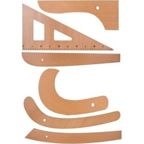 Resim Tokia Terzi Modelist Tekstil Ahşap Cetvel Riga Takımı 7 Parça Ahşap 