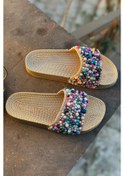 Resim Kadın Renkli Boncuklu Yazlık Terlik 