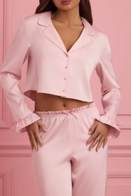 Resim Bebek Pembesi Fırfırlı Kısa Kısa Pijama Üstü - S 