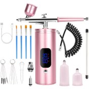 Resim Elde Taşınabilir Dijital Ekranlı Nano Hava Fırçası Seti - Tırnak Sanatı için El Tipi Boya Püskürtücü, 3 Hız Ayarlı, USB Şarj Edilebilir Lityum Pil, Koku Yapmayan Yüksek Performanslı Hava Fırçası ve 0.3mm Uçlu, Araba Boyama, Resim Çizimi ve Grafitti Modelleri İçin Uygun 