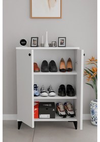Resim 3 Raflı Kapaklı Ayakkabılık Dolabı Modern Çok Amaçlı Vestiyer & Antre Dolabı Beyaz 