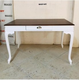 Resim Masifart_Mobilya Masifart Marta Ahşap Çalışma Masası 125 Cm Çekmeceli Beyaz Lake 