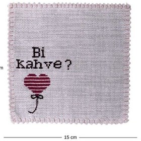 Resim Uretti - Delal 4898 3637 El Yapımı İşlemeli 2'li Kahve Sunum Peçetesi Pembe 