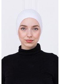 Resim Loggia Pratik Boru Bone Beyaz Geçmeli - Kaymaz Önü Dikişsiz Kadın Tesettür Hazır İç Bone Beyaz 