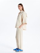 Resim LC Waikiki XSIDE Bej Beli Lastikli Düz Müslin Kadın Pantolon 