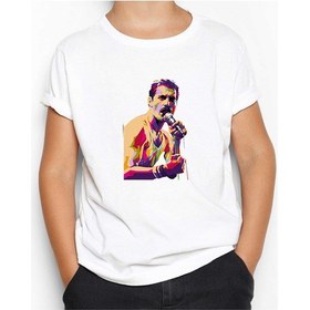 Resim Zepplin Giyim Queen Freddie Mercury Portre Beyaz Çocuk Tişört Beyaz 