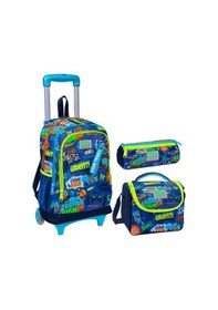 Resim Coral High Saks Grafiti Üçlü Çekçek Işıklı Tekerlekli Çanta Seti - Erkek Çocuk 