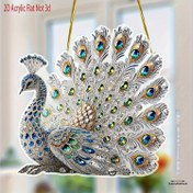 Resim 2D Düz, 2D Akrilik Düz Değil 3D Bohemian Peacock Işık Yakalayıcı - Canlı Mavi ve Yeşil Akrilik Ev ve Bahçe Pencere Süslemesi, Yıl Boyu Hediye Fikri, Peacock Süslemesi ile Zarif ve Zarif Tüyler ve Göz Süslemesi, Düz Tasarım 