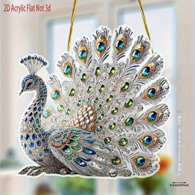 Resim 2D Düz, 2D Akrilik Düz Değil 3D Bohemian Peacock Işık Yakalayıcı - Canlı Mavi ve Yeşil Akrilik Ev ve Bahçe Pencere Süslemesi, Yıl Boyu Hediye Fikri, Peacock Süslemesi ile Zarif ve Zarif Tüyler ve Göz Süslemesi, Düz Tasarım 