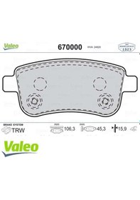 Resim Renault Arka Fren Balatası Fluence 09 Megane Iıı 09 Megane Iv 15 Grand Scenic Iıı 09 Clio V 20 Captur I - Valeo 670000 