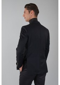 Resim Bisse Comfort Fit Siyah Dokuma Mono Yaka Çift Yırtmaçlı 6 Drop Yün Blazer Erkek Ceket Pck24knos001 D99 Siyah 