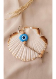 Resim Nazar Boncuk Anahtarlık Mavi 10 Adet Kötü Göz Kovucu Ahşap Boncuklu Nazar Hand Made Hasır Nazarlı Anahtarlık 