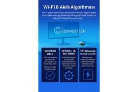Resim Cosmostech AX900 Wifi 6 & Bluetooth 5.4 USB Adaptör - 900 Mbps Çift Bant 2.4g/5g Kablosuz Alıcı, Sürücüsüz, WIN10/WIN11 Uyumlu 