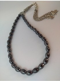 Resim Hematit Taşı Arpa Kesim Tespih / Doğaltaş Tespih 