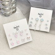 Resim Günlük Durumlar İçin, Hediye Verme İçin, 925 Gümüş Kalite Kulaklık Postu ile Mavi Pembe, Şık Çinko Alaşımlı Kalp Kolye Dangle Küpe Seti 