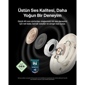 Resim Belkin Soundform Isolate Gürültü Önleyici Kablosuz Kulaklık (Kum) - Mikrofonlu, 60 Saat Pil, Derin Bas, Cloudcushion Konfor, Bluetooth Kulak Üstü Kulaklık 