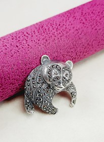 Resim Altınışık Gümüşçülük 925 Ayar Gümüş Markazit Panda Modeli Broş 