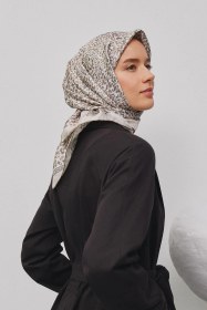 Resim Armine Leopar Desenli Saf İpek Twill Eşarp 9352d 05 Vizon 