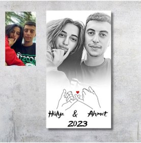 Resim Sevgililere Özel Karakalem Çift El Duvar Posteri - Çerçevesiz 