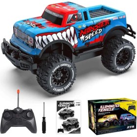Resim 1:20 Uzaktan Kumandalı Full Fonksiyon Speed Monster Kamyonet Mavi Çok Renkli 