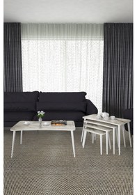 Resim Alanur 5li Orta Sehpa Ve Zigon Sehpa Ahşap Ayaklı Çay Kahve Sehpası Xl Salon Seti Beyaz Mermer 