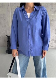 Resim Modal Oversize Cepli Gömlek Mavi 