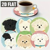 Resim 6 adet Sevimli Köpek İllüstrasyonlu Ahşap Bardaklar - 10.01cm Çap, Elde Yıkan, Kahve ve Çay İçin Mükemmel - Ev, Bar, Şirket Toplantıları, Bar Aksesuarları İçin Uygun | Eğlenceli Tasarım | Dayanıklı Ahşap, Köpek Aksesuarları 
