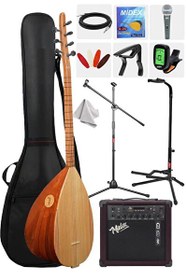 Resim Yonka B-142K-AMP Amfili Kısa Sap Çınar Ağacı Saz Bağlama Seti 