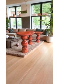 Resim 3'lü Set Maun Renk Ahşap Yan Sehpa Takımı Rustik Sehpa Kahverengi 