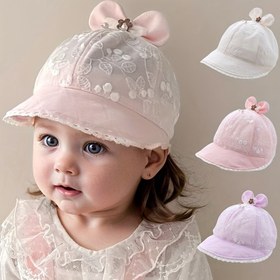 Resim 1 Adet Yazlık Hafif Beyzbol Şapkası, Yumuşak Kenarlı ve Sevimli Kurdele Detaylı Unisex Geniş Siperlikli Güneş Şapkası, Günlük Kullanım, Açık Hava Sporları ve Plaj Aktiviteleri İçin Uygun, 6-24 Ay Yaş Arası Uyumlu 