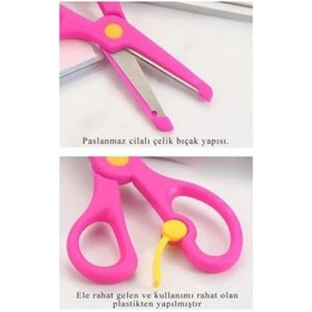 Resim Çocuk Makası Korumalı Ve Kilitli Okul Makası,ergonamik Kullanım, Çocuk Kullanımına Ve Sağlığına Uygun Mavi-yeşil 4296 