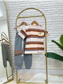 Resim Magu Erkek Çocuk Çizgili T-shirt Jogger Pantolon Takım Çok Renkli 