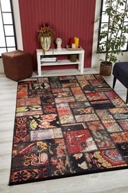Resim Rho Gri Geometrik Pamuk Makine Halısı 100x500 