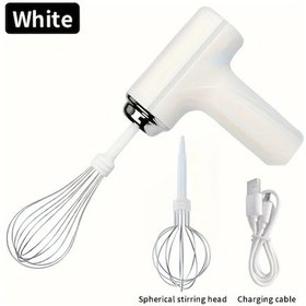 Resim Turcoshop11 Usb Şarjlı Beyaz El Mikseri Pasta Kurabiye Çırpıcı Taşınabilir Kompakt Diğer 