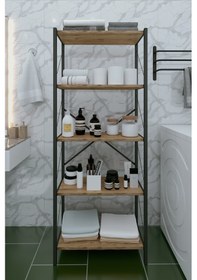Resim Çok Raflı Dekoratif Banyo Dolabı Ahşap 