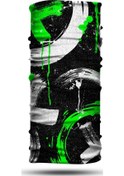 Resim Yeşil Beyaz Boya Desenli Motosiklet Bandana Boyunluk Outdoor Bala 