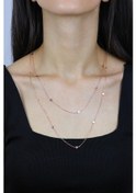 Resim Üçgen 110 Cm Rose Gümüş Kolye 7252 508685772 