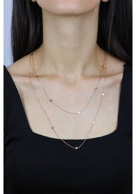 Resim Üçgen 110 Cm Rose Gümüş Kolye 7252 508685772 