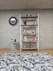 Resim Zafir Beyaz Boyalı Kitaplık - 5 Raflı Suntalem Lüks Kitaplık Atlas Çam 