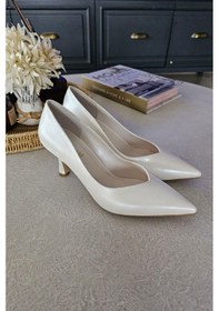 Resim 10 70 Topukla Kadın Beyaz Sedef 8cm Topuklu Stiletto Sedef 