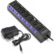 Resim Temiz Pazar 7 Port Anahtarlı Adaptörlü USB Çoklayıcı 