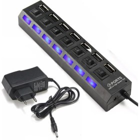 Resim Temiz Pazar 7 Port Anahtarlı Adaptörlü USB Çoklayıcı 