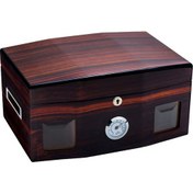 Resim Sikarlan Cedar Camlı Bölmeli Puro Kutusu Humidor Kahve 100S 