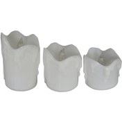 Resim Monyee 3'lü Simülasyon Gözyaşı Led Mum Seti - Soğuk Beyaz Parıltı, 2 Tuşlu Uzaktan Kumanda, Noel & Doğum Günü Dekorasyonu 6cm Çap X 6/7.5/10cm Yükseklik Soğuk Beyaz 
