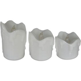 Resim Monyee 3'lü Simülasyon Gözyaşı Led Mum Seti - Soğuk Beyaz Parıltı, 2 Tuşlu Uzaktan Kumanda, Noel & Doğum Günü Dekorasyonu 6cm Çap X 6/7.5/10cm Yükseklik Soğuk Beyaz 
