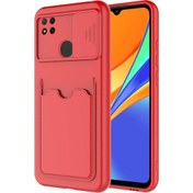 Resim Xiaomi Redmi 9c Uyumlu Kılıf ​sürgülü Lens Koruma Kart Bölmeli Fit Özel Koleksiyon Case 