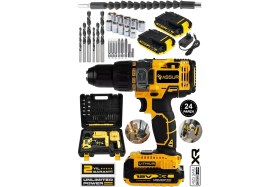 Resim 12V 1.5AH Metal Şanzıman Çift Akülü Bakır Sargı 24 Parça Şarjlı Matkap Akülü Vidalama 