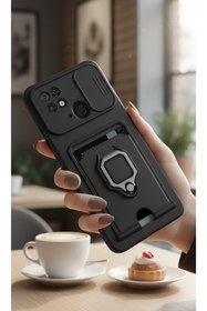 Resim AQUA AKSESUAR Xiaomi Redmi 10c Ve Poco C40 Kılıf Ipli Ve Lens Korumalı Renkli Yüzüklü Askılı Telefon Kılıfı 