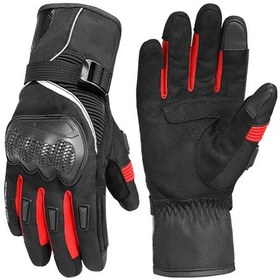 Resim Youtek Kış Motosiklet Eldiveni - Dokunmatik Ekranlı Su Geçirmez Soğuk Hava Korumalı Kırmızı-l 