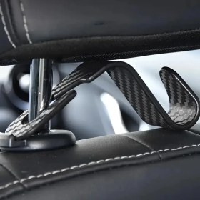 Resim Araba Başlık Askısı - Kolay Kurulum, Market Alışverişi, Çantalar & Daha Fazlası Için Çok Fonksiyonlu Depolama Rafı - Dayanıklı Pvc, Şık Karbon Fiber Tasarım 